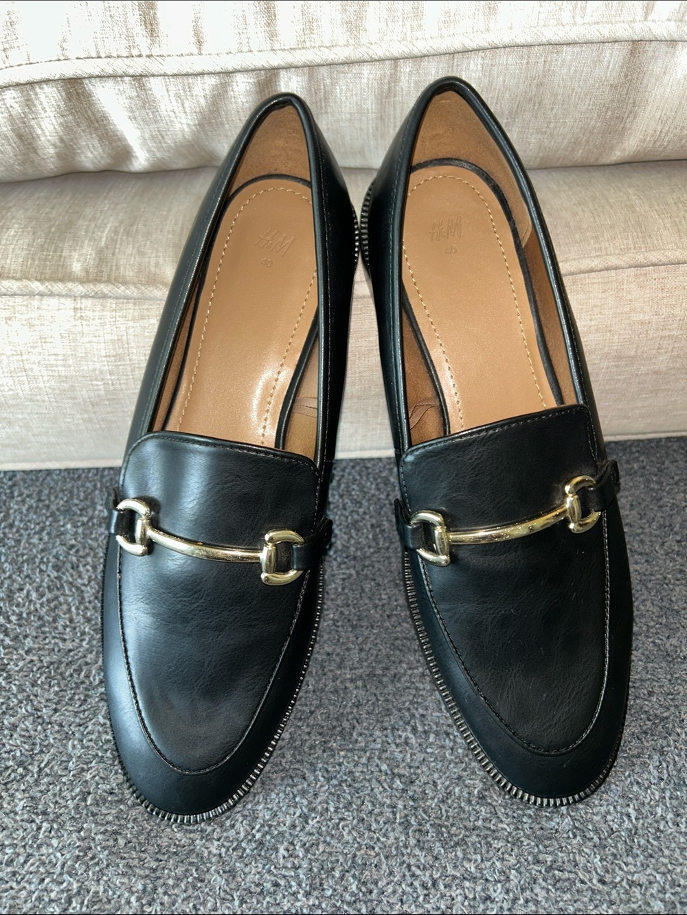 H&M Black Loafers with silver hardware